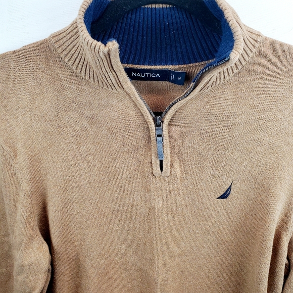 NAUTICA TAN QUATER ZIP SWEATER MEN's - Picture 2 of 4